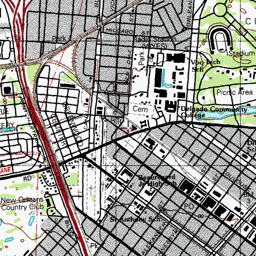 Topographic Map of Municipal Training Academy, LA