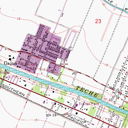 Topographic Map of Belaire - Olivier - Morbihan Volunteer Fire Department, LA