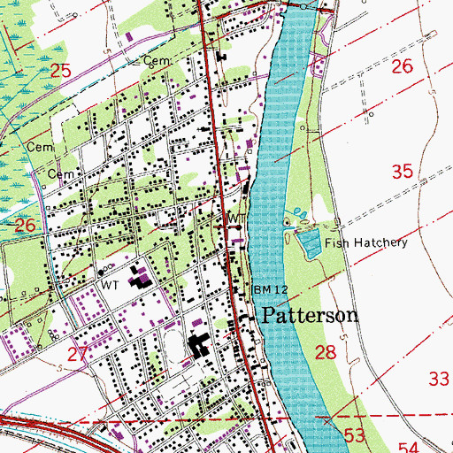 Topographic Map of Patterson City Fire Meeting Room, LA