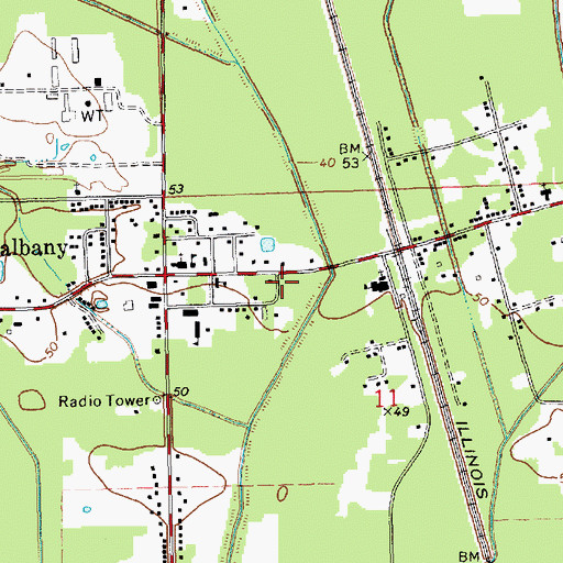 Topographic Map of Natalbany Volunteer Fire Department, LA