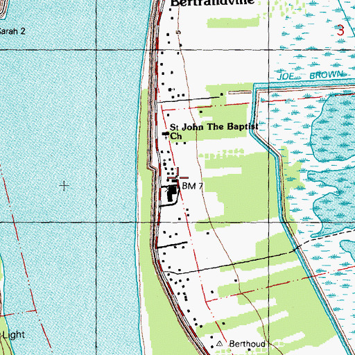 Topographic Map of Plaquemines Parish Fire District 7 Woodlawn Fire Department, LA