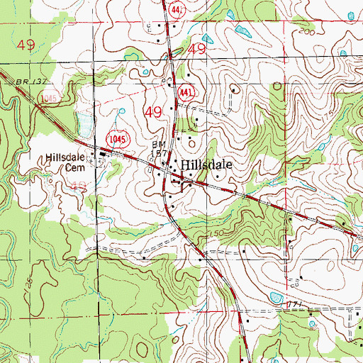 Topographic Map of Hillsdale Volunteer Fire Department, LA