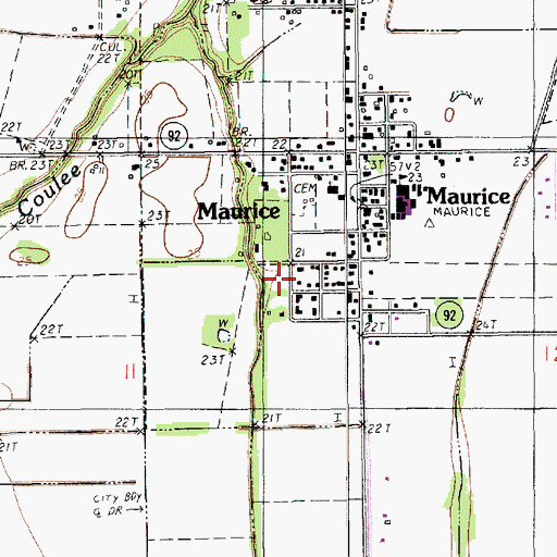 Topographic Map of Maurice Volunteer Fire Department, LA