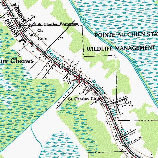 Topographic Map of Montegut / Pointe - aux - Chenes Fire Department Station 2, LA