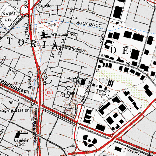 Topographic Map of Kenneth N Slater Elementary School, CA