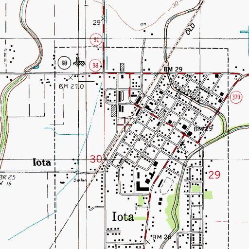 Topographic Map of Iota Volunteer Fire Department, LA