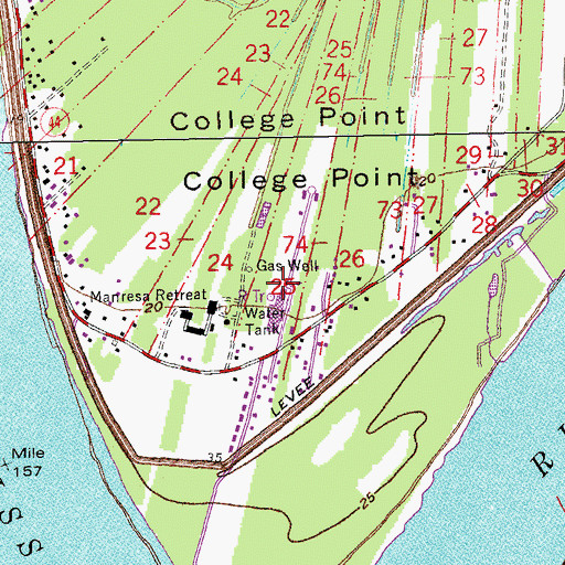 Topographic Map of Union - Convent Fire Department Convent Station, LA