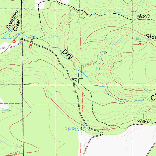 Topographic Map of Slaughter Pole Creek, CA