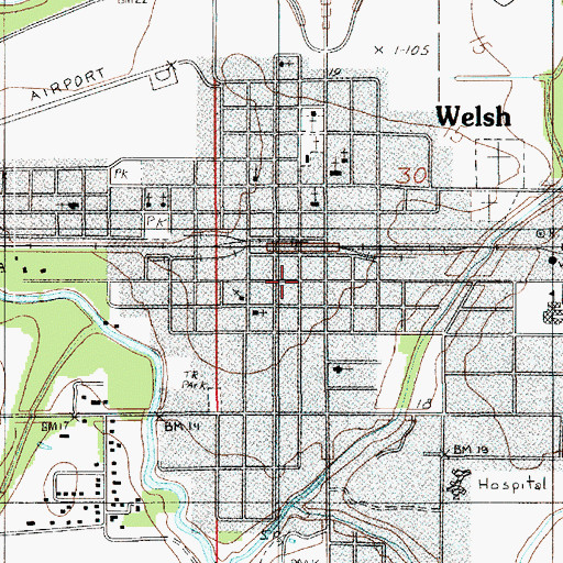 Topographic Map of Welsh Volunteer Fire Department, LA
