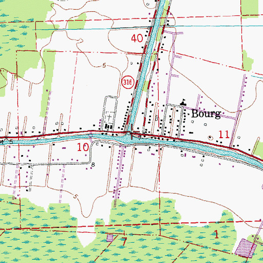Topographic Map of Bourg Volunteer Fire Department, LA