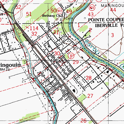 Topographic Map of Maringouin Volunteer Fire Department, LA