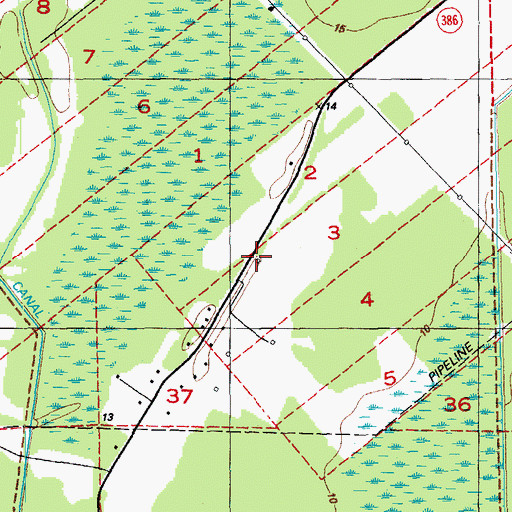 Topographic Map of Bayou Blue Volunteer Fire Department, LA