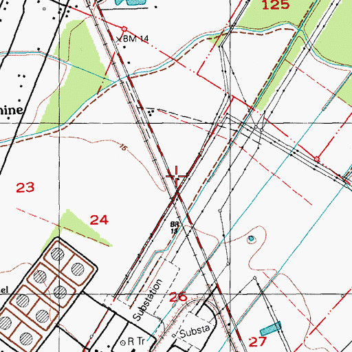 Topographic Map of East Iberville Volunteer Fire Department, LA
