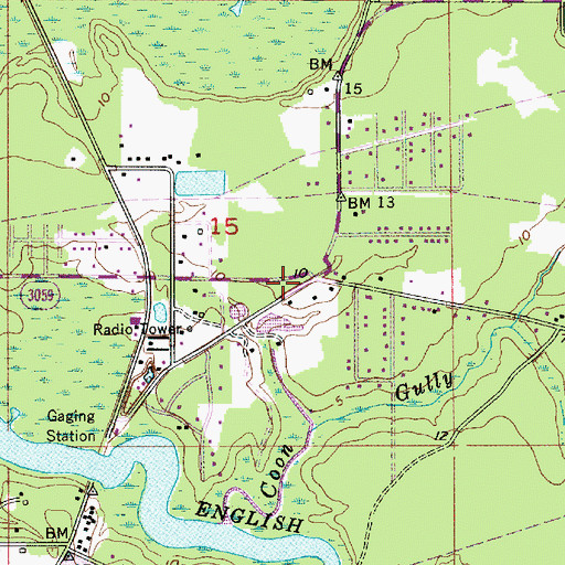 Topographic Map of Cajun Country Volunteer Fire Department, LA