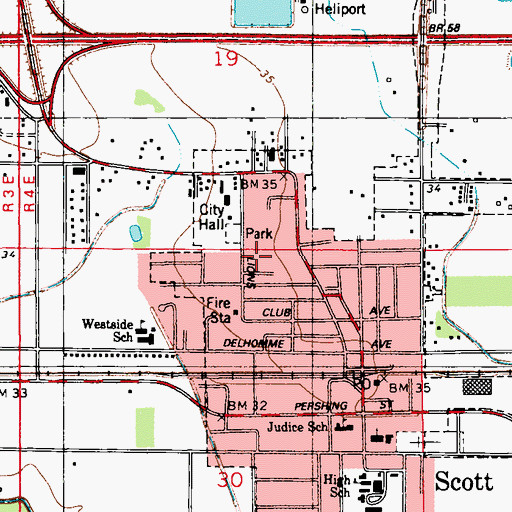 Topographic Map of Scott Volunteer Fire Department Station 1, LA