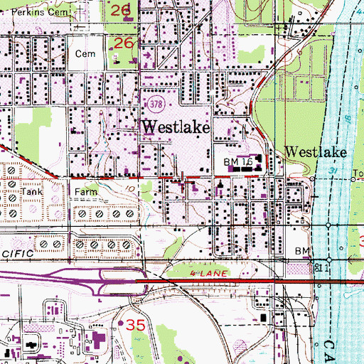 Topographic Map of Westlake Ambulance Service, LA
