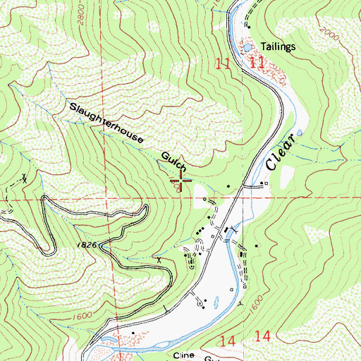 Topographic Map of Slaughterhouse Gulch, CA