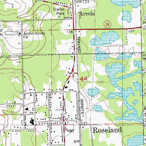 Topographic Map of Roseland Fire Department, LA