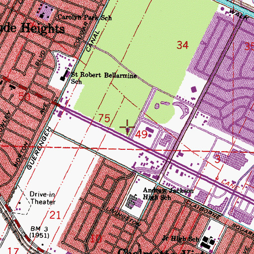Topographic Map of Saint Bernard Parish Fire Department Administration, LA