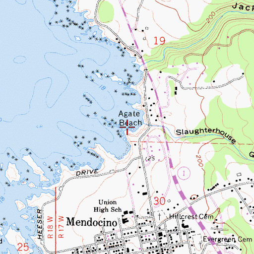 Topographic Map of Slaughterhouse Gulch, CA