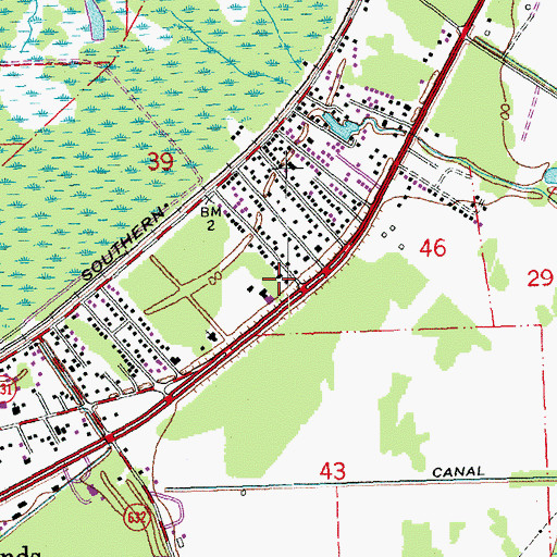 Topographic Map of Des Allemands Volunteer Fire Department, LA