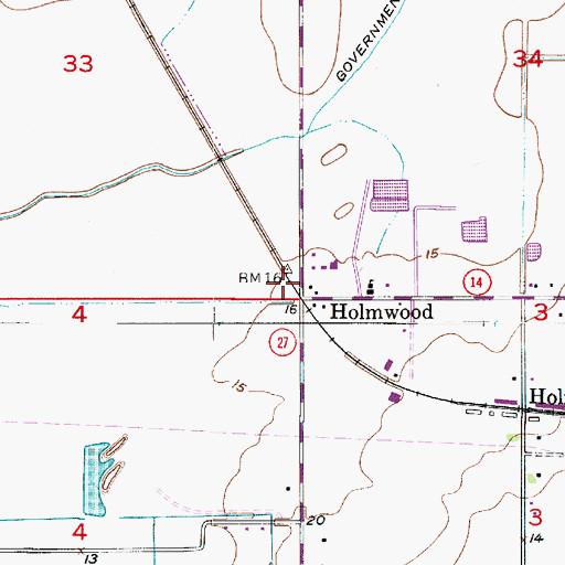 Topographic Map of Holmwood Fire Station, LA