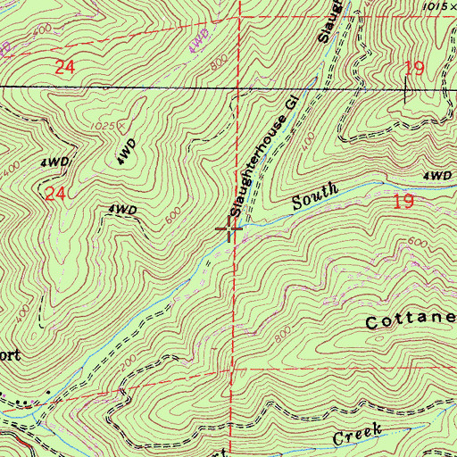 Topographic Map of Slaughterhouse Gulch, CA