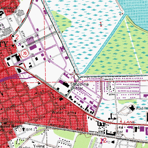 Topographic Map of Morgan City Fire Department Station 3 Central, LA