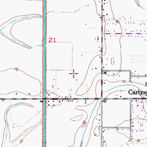 Topographic Map of Carlyss Volunteer Fire Department, LA