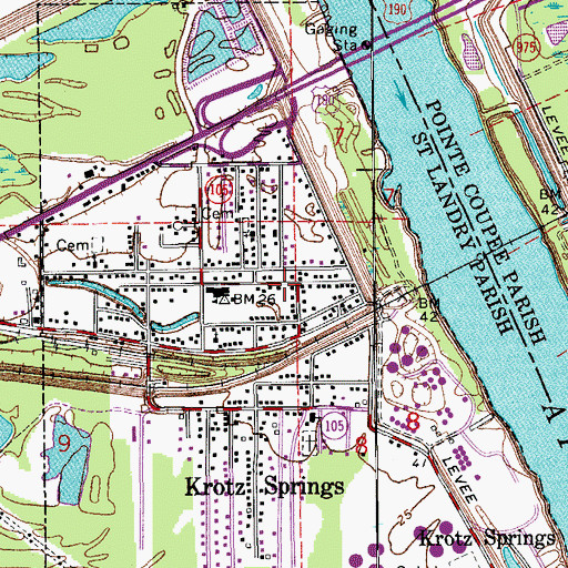 Topographic Map of Saint Landry Parish Fire District 1, LA