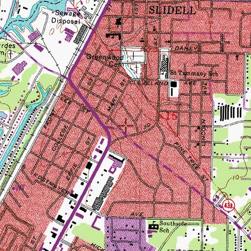 Topographic Map of Saint Tammany Fire Prevention, LA