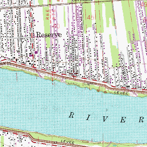 Topographic Map of Reserve Volunteer Fire Department Station 3, LA