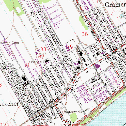 Topographic Map of Lutcher Fire Department, LA