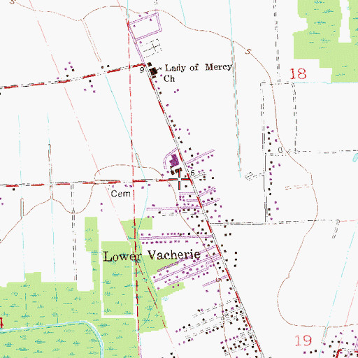 Topographic Map of South Vacherie Volunteer Fire Department Station 1, LA