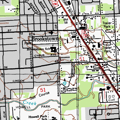 Topographic Map of Baton Rouge Fire Department Station 4, LA
