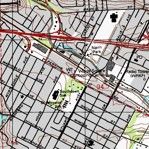 Topographic Map of Baton Rouge Fire Department Station 9, LA