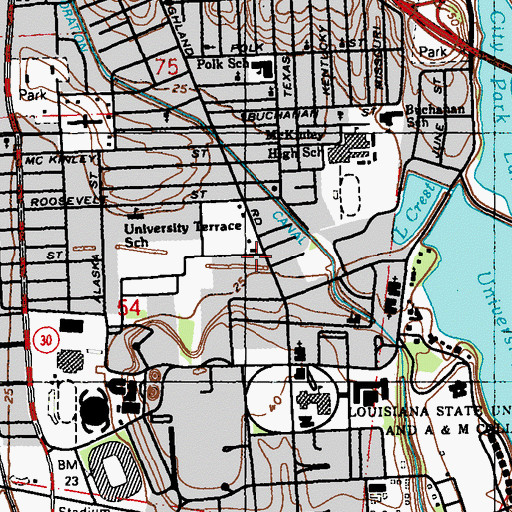 Topographic Map of Baton Rouge Fire Department Station 11, LA