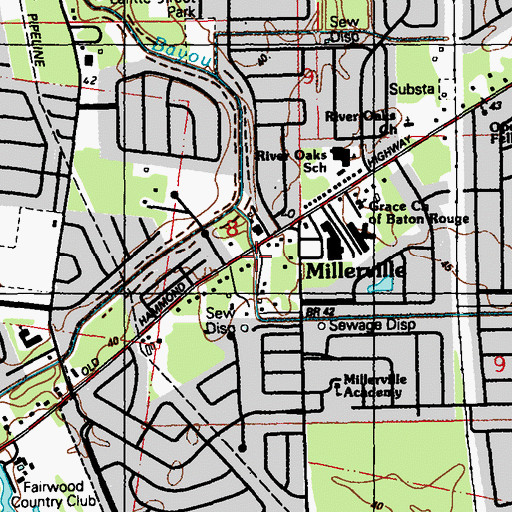 Topographic Map of Baton Rouge Fire Department Station 17, LA