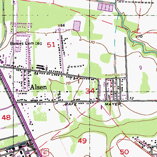 Topographic Map of Alsen - Saint Irma Lee Volunteer Fire Department Station 25, LA