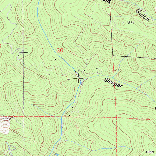 Topographic Map of Sleeper Gulch, CA