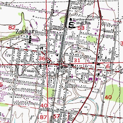 Topographic Map of Zachary Fire Rescue Station 81, LA