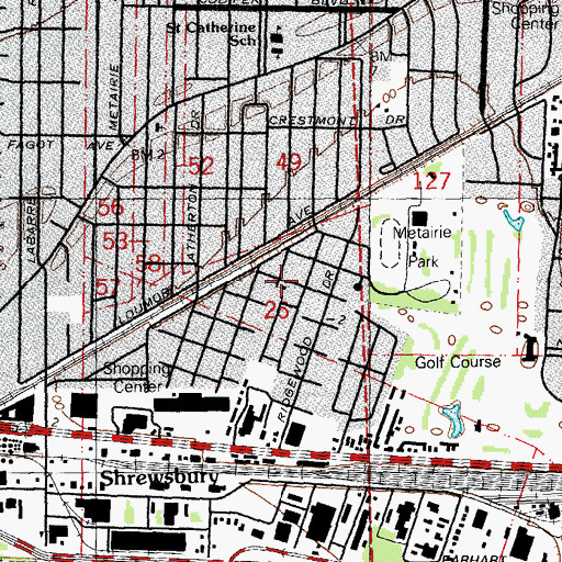 Topographic Map of Eastbank Consolidated Fire Department Station 14, LA