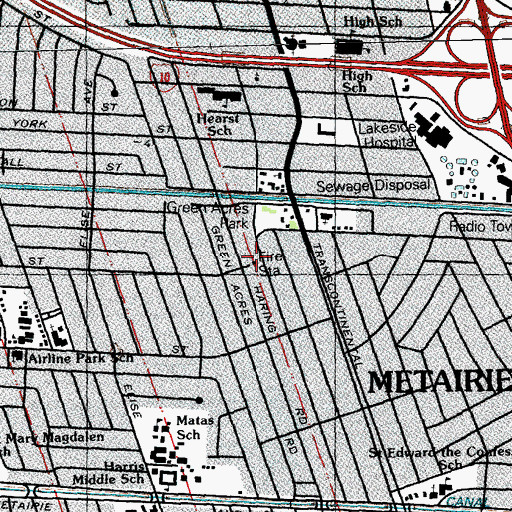 Topographic Map of Eastbank Consolidated Fire Department Station 16, LA