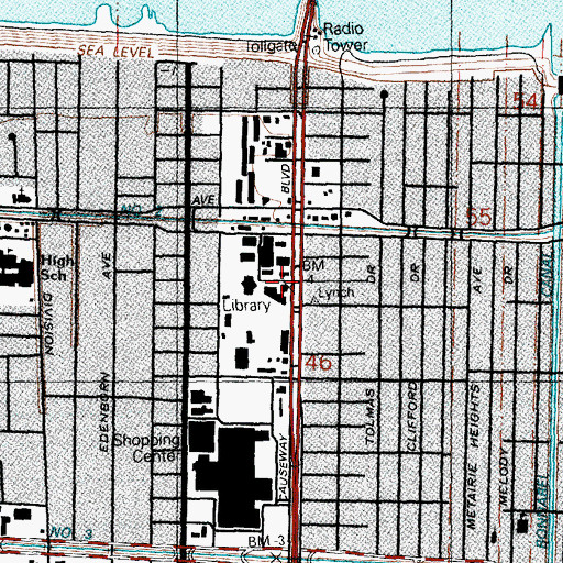 Topographic Map of Eastbank Consolidated Fire Department Station 18, LA