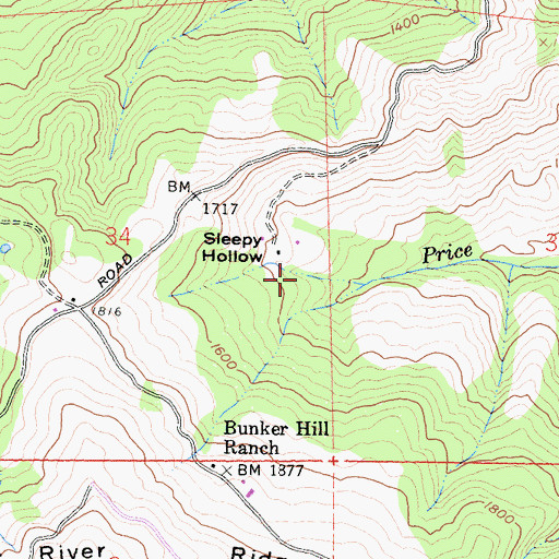 Topographic Map of Sleepy Hollow, CA