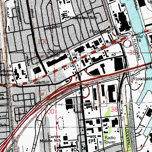 Topographic Map of New Orleans Fire Department Engine 6 and Ladder 3, LA