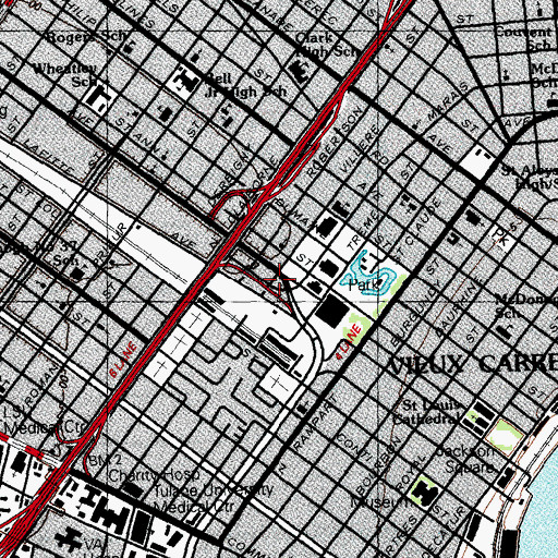 Topographic Map of New Orleans Fire Department Hazardous Materials and Fire Rescue and Engine 7, LA