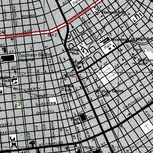 Topographic Map of New Orleans Fire Department Engine 11, LA