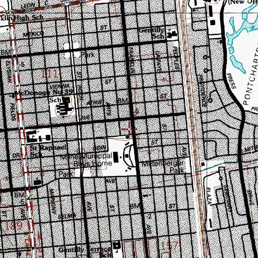 Topographic Map of New Orleans Fire Department Engine 12, LA