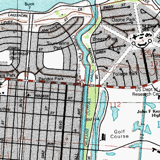 Topographic Map of New Orleans Fire Department Engine 13 and Ladder 12, LA